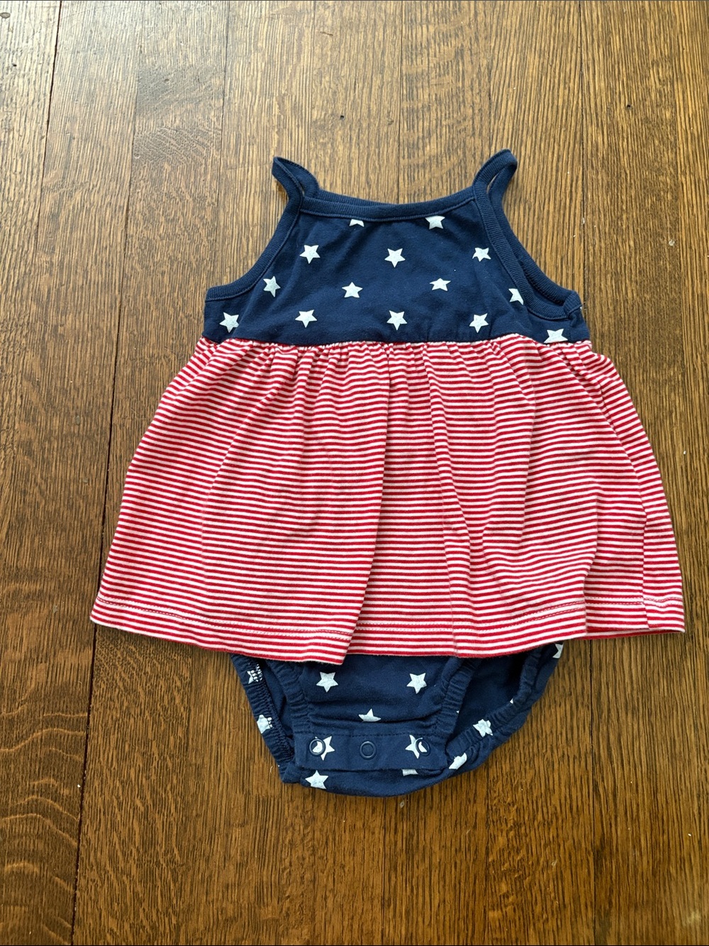 Carter's Navy & Red Star Stripe Dress-Style Bodysuit